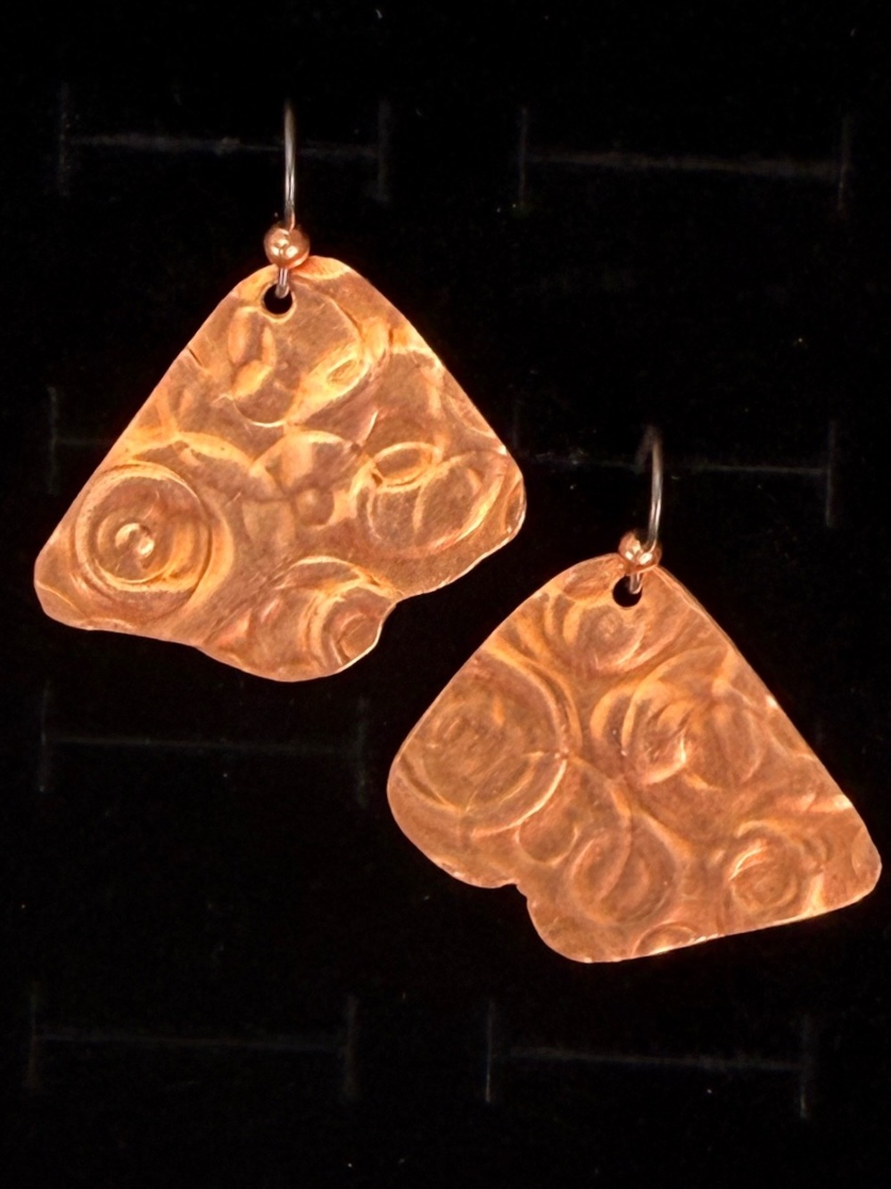 Vintage bohemian copper tone pierced earrings